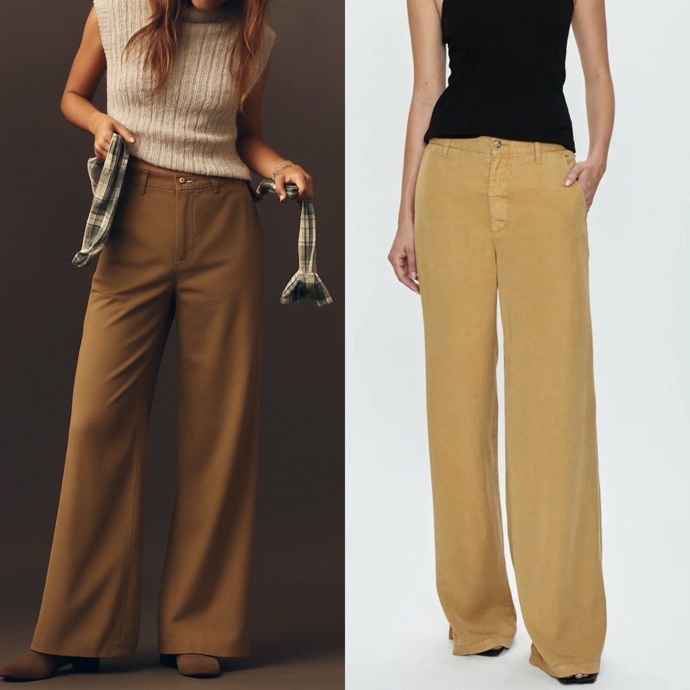 Pistola Jadyn Khaki Cotton Trouser Wide Pants